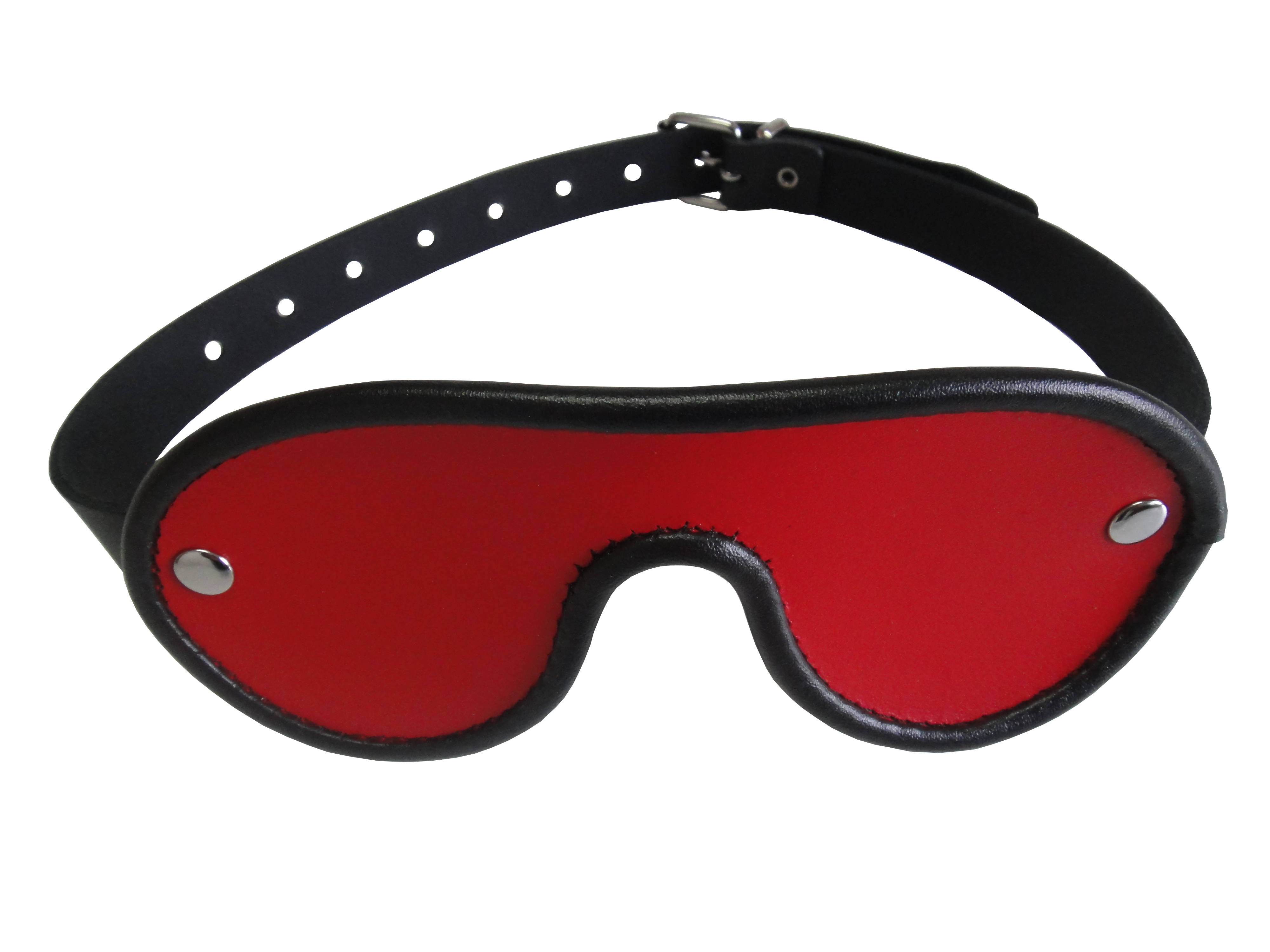 Leder Augenmaske mit verstellbarem Riemen Rot