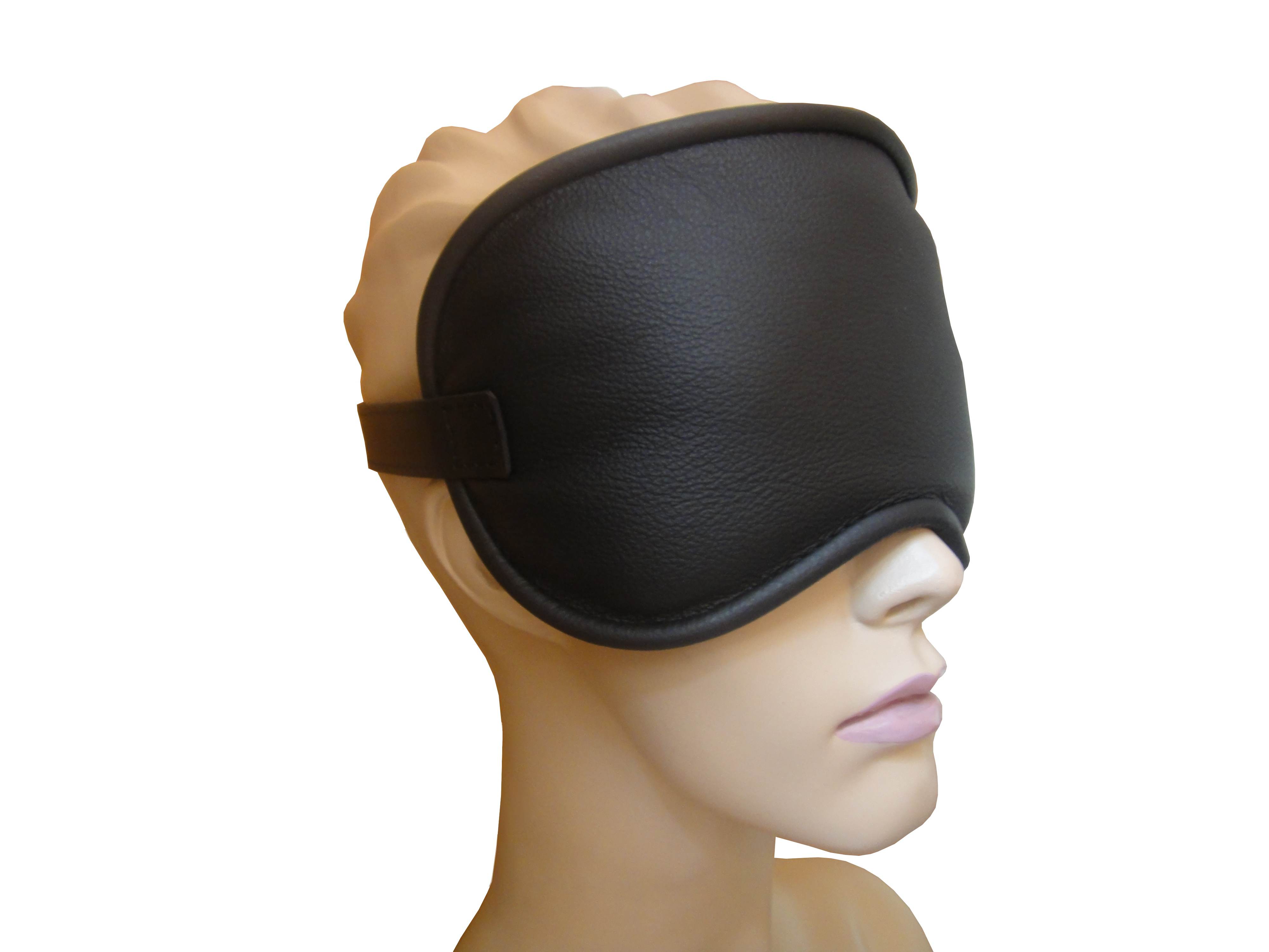 Leder Augenmaske verstellbar Schwarz