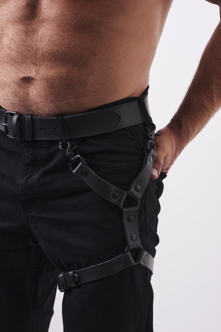 Leder Bein Harness Schwarz